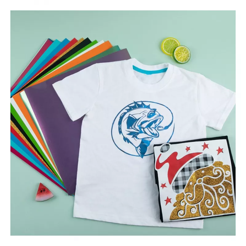 LOKLIK Plotter Foil Material Bundle (A4) - 10 lakštų mišri lipni ir termo perdavimo vinilo plėvelė