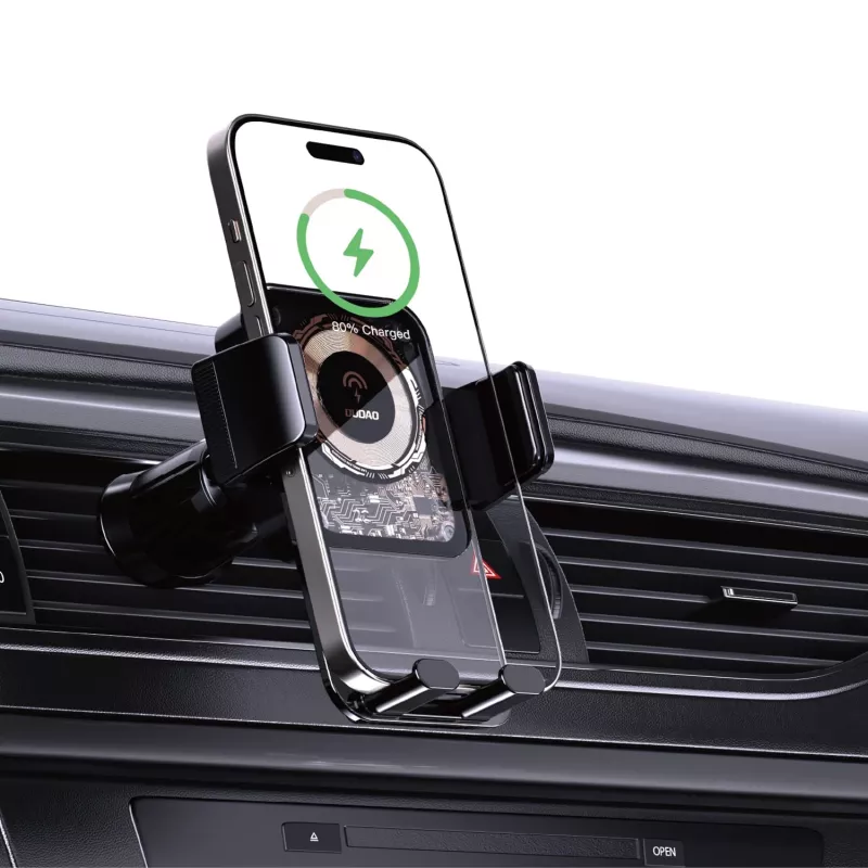 Dudao F19 Automobilinis Telefono Laikiklis su Belaidžiu Įkrovikliu 15W - Juodas
