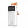 Dudao K6Pro+ Power Bank 20000mAh su 4 įmontuotais kabeliais USB-C, Micro USB, Lightning, USB-A (įėjimas) - Balta