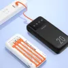 Dudao K6Pro+ Power Bank 20000mAh su 4 įmontuotais kabeliais USB-C, Micro USB, Lightning, USB-A (įėjimas) - Balta
