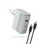 CUKTECH AD1003EU 100W GaN sieninis įkroviklis 2x USB-C + USB-A su kabeliu - Baltas