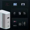 CUKTECH AD1003EU 100W GaN sieninis įkroviklis 2x USB-C + USB-A su kabeliu - Baltas