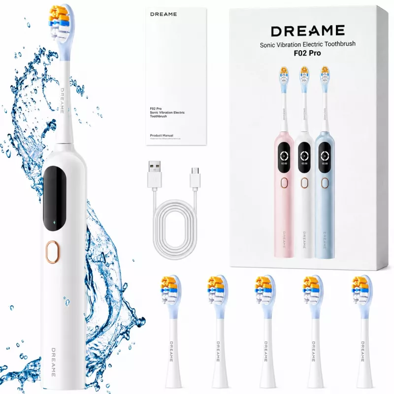 Dreame F02 Pro sonic elektrinis dantų šepetėlis, rinkinys, baltos spalvos