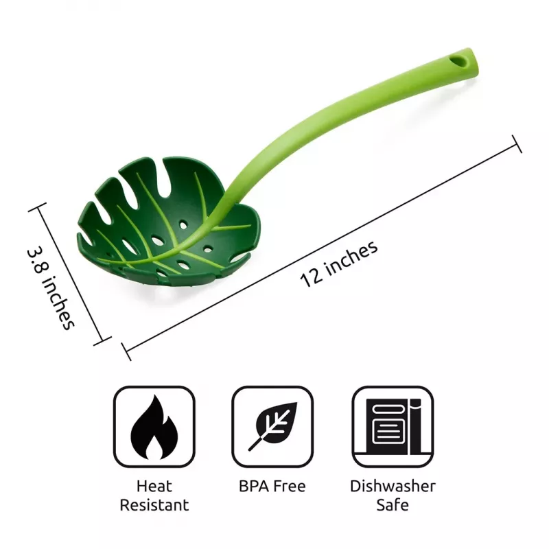 OTOTO Jungle Spoon Slotted Spoon - Green Food-Grade Nylon