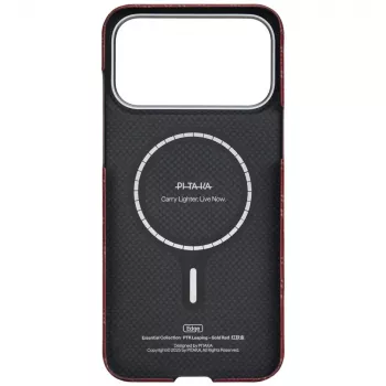 PITAKA Ultra-Slim Monogram MagSafe Case for Apple iPhone 17 Pro, Gold Red