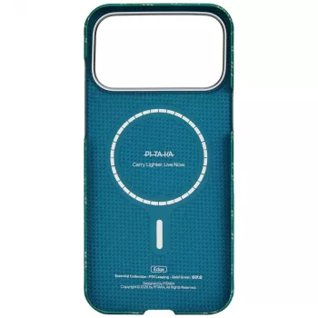 PITAKA Ultra-Slim Monogram MagSafe Case for iPhone 17 Pro, Gold Green