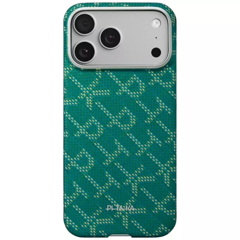 PITAKA Ultra-Slim Monogram MagSafe Case for iPhone 17 Pro, Gold Green