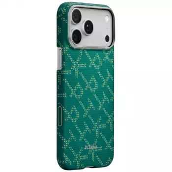 PITAKA Ultra-Slim Monogram MagSafe Case for iPhone 17 Pro Max, Gold Green