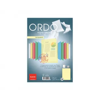 ELCO Ordo Transparent dokumentų aplankas A4, 220 x 310 mm, 80 g/m², geltona, 10 vnt. (73696.74)