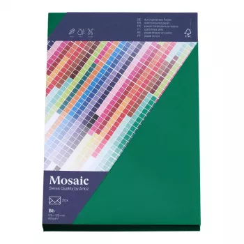 Artoz Papier Mosaic Vokai DIN B6 Be Langelio Fir Green Su Drėkinamu Lipduku 20 Vnt