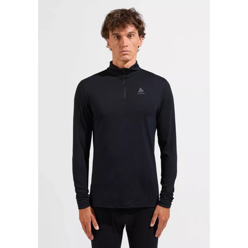 Odlo Merino 200 BL Top Turtle Neck LS Half Zip - Black, Size L