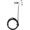 DICOTA Universal Security Cable Lock su 3 keičiamomis galvutėmis, kombinacinis užraktas, 2 m kabelis, juodas