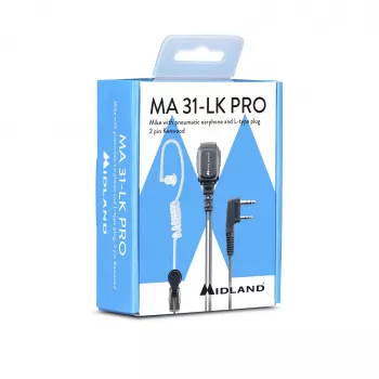 Midland MA 31LK Pro laidinė ausinė su akustiniu vamzdeliu - juoda/skaidri