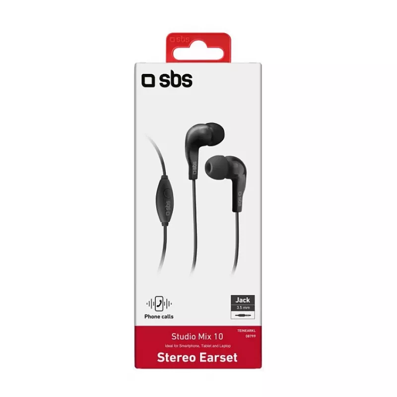 SBS TEINEARKL Ausinės su Mikrofonu, Juodos, Laidinės, 1.2m Laidas, 3.5mm Jack, Skambučiams ir Muzikai