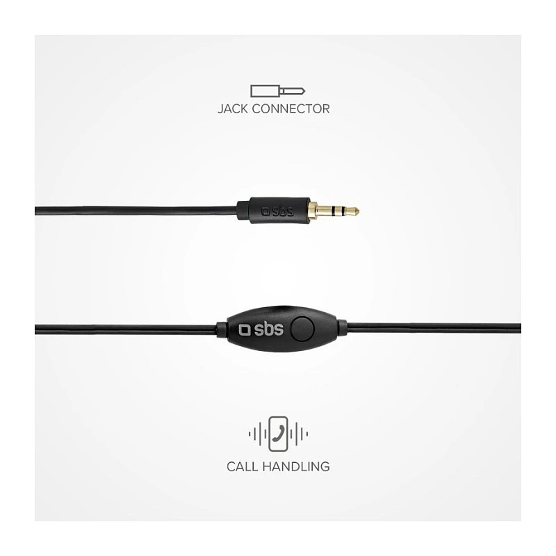 SBS TEINEARKL Ausinės su Mikrofonu, Juodos, Laidinės, 1.2m Laidas, 3.5mm Jack, Skambučiams ir Muzikai