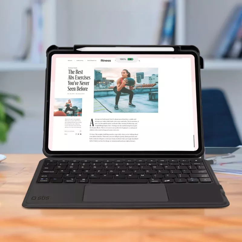 SBS belaidė klaviatūra su dangteliu, skirta iPad Air 10.9 inch (2020/2022), iPad Air 11 inch (2024), iPad Pro 11 inch (2018/2022) - Juoda