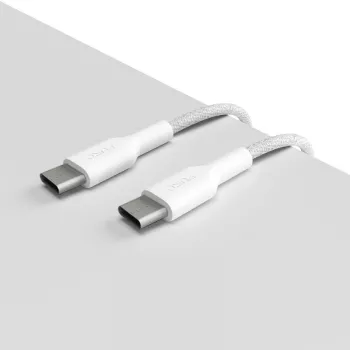 PURO Fabric Heavy Duty Braided USB-C to USB-C Cable 1.2m White