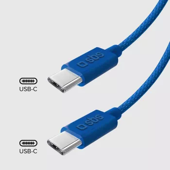 SBS TECABLE TISSUE TCCB USB-C į USB-C laidas 1,5 m 60W pintas – mėlynas