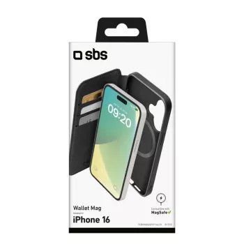 SBS Wallet Case MagSafe Compatible for iPhone 16 Black