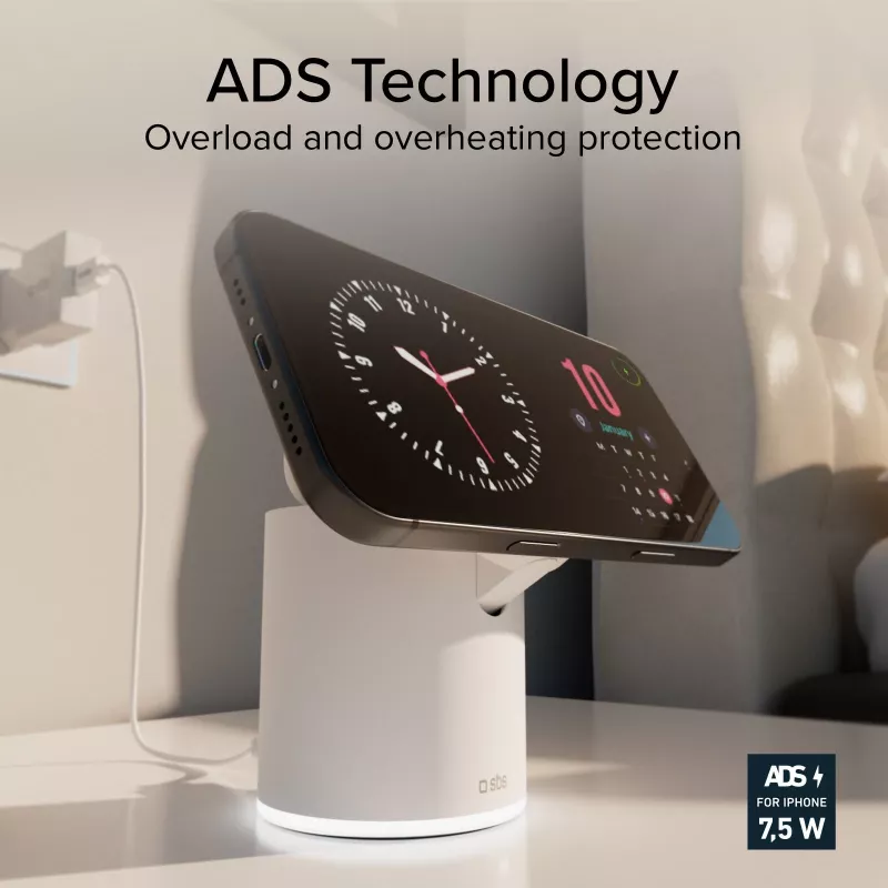 SBS 2-in-1 belaidė magnetinė įkrovimo stotelė - balta
