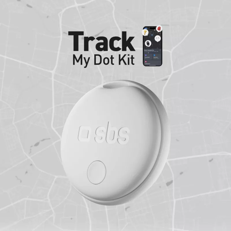 SBS Track My Circle Tracker Compatible with Apple Find My - 4 Pack - White