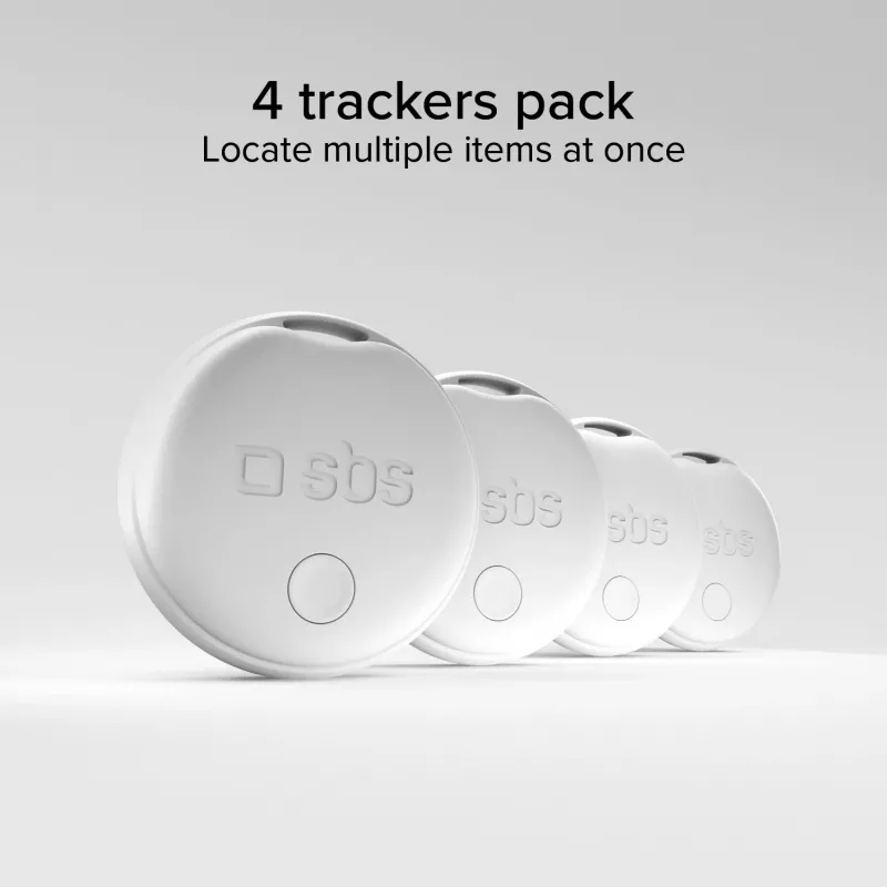 SBS Track My Circle Tracker Compatible with Apple Find My - 4 Pack - White