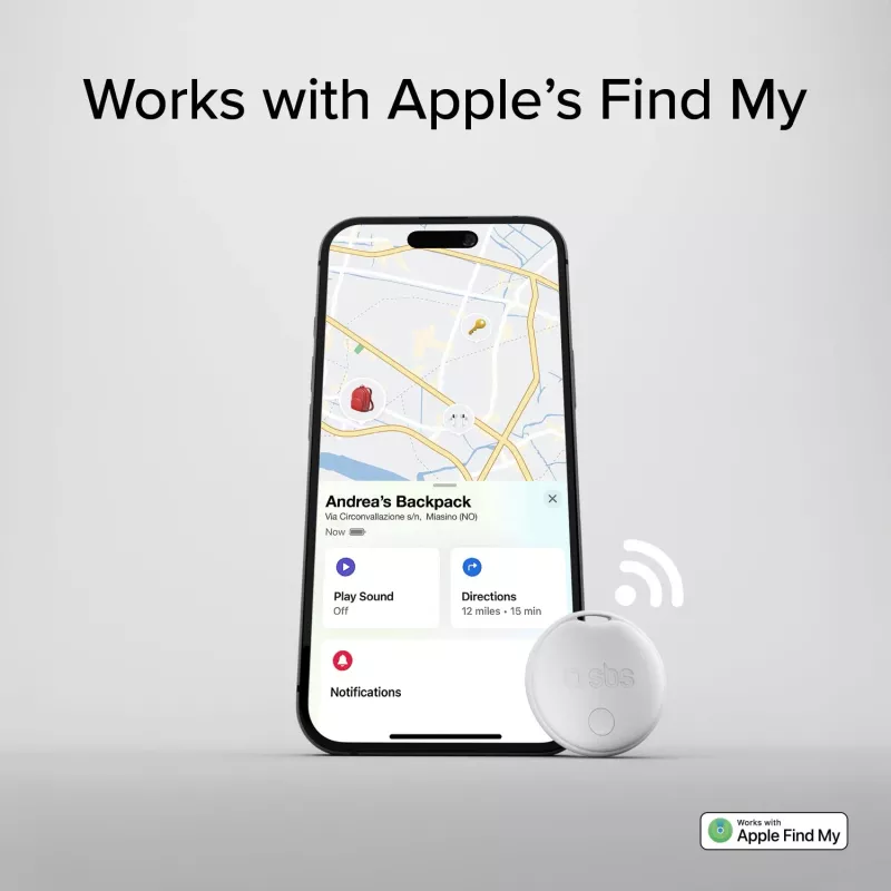 SBS Track My Circle Tracker Compatible with Apple Find My - 4 Pack - White
