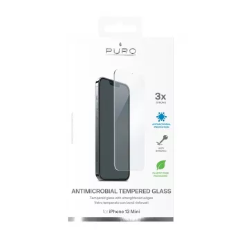 PURO Anti-Bacterial Tempered Glass Screen Protector, skirta Apple iPhone 13 Mini