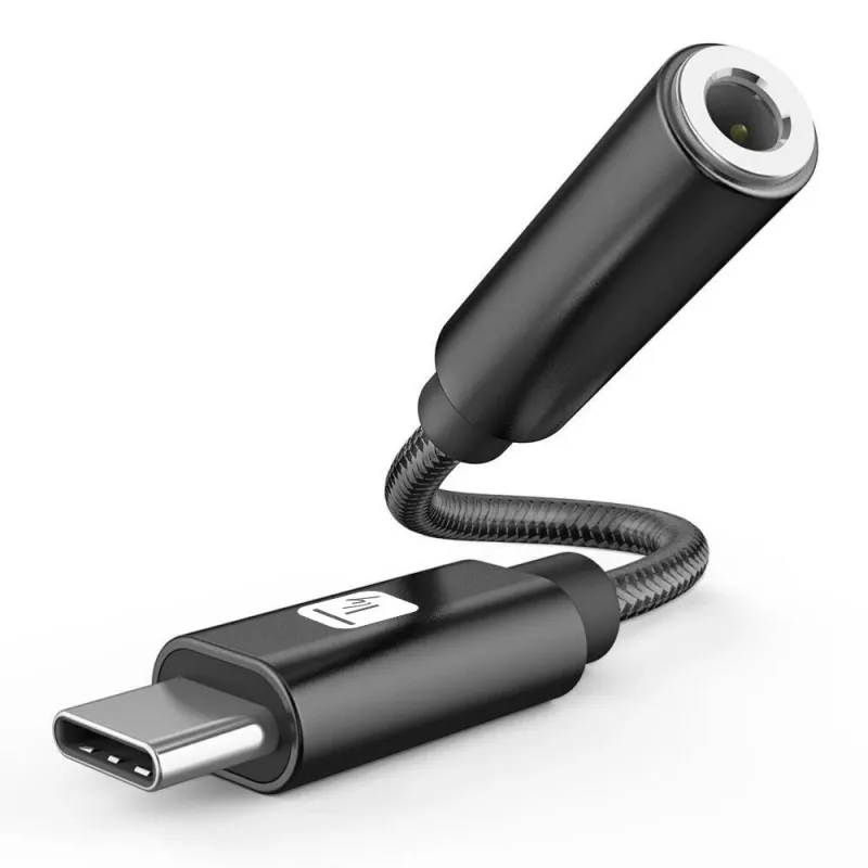 TECHLY USB-C į 3,5 mm garso adapteris su DAC, 12 cm, juodas