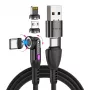 STATIK 360Pro Braided Rotating 3 Magnetic Tips 6-in-1 Cable Black 2m