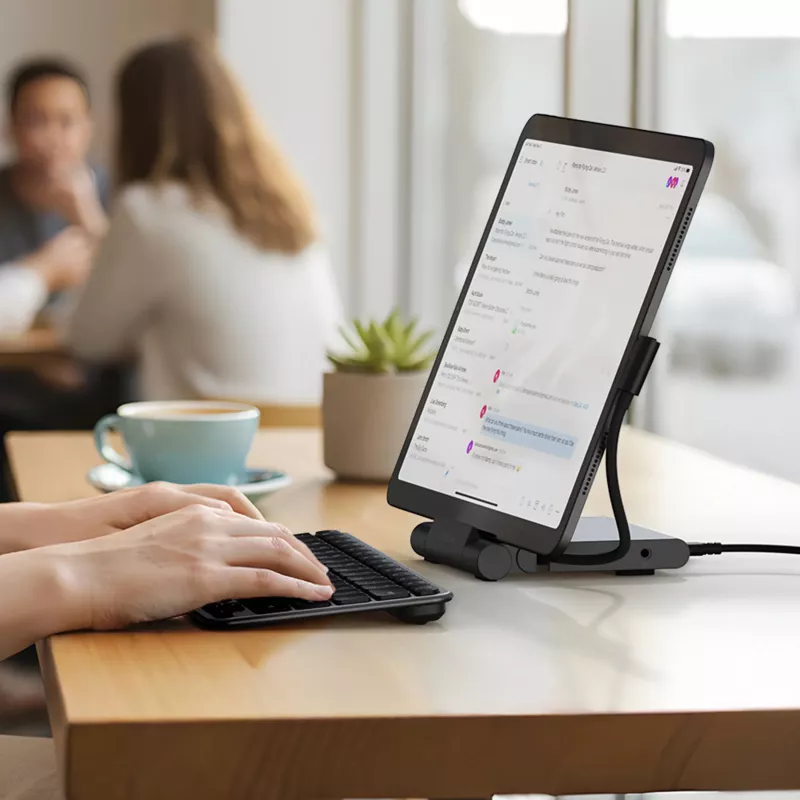 Satechi On-the-Go Foldable Stand Hub - USB-C 100W PD, USB-C 10 Gbps, USB-A 10 Gbps, micro/SD Card Reader 312 MB/s, 3.5mm Jack, 4K HDMI (Space Gray)