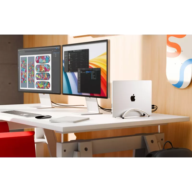 Twelve South BookArc Flex vertikalus stovas nešiojamam kompiuteriui, skirtas MacBook - chromuotas