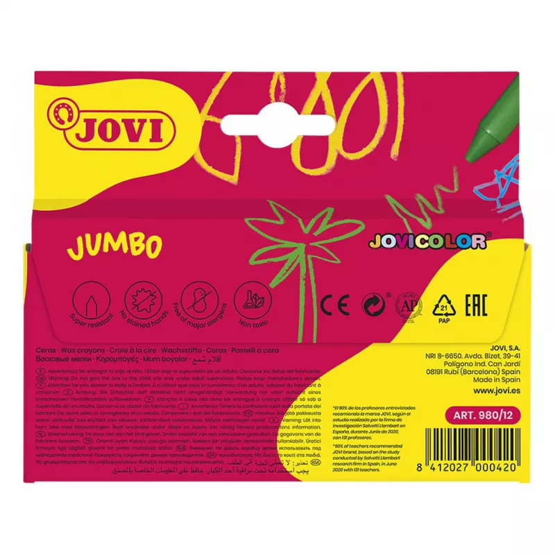 Jovi vaškinės kreidelės Jumbo 12 spalvų rinkinys