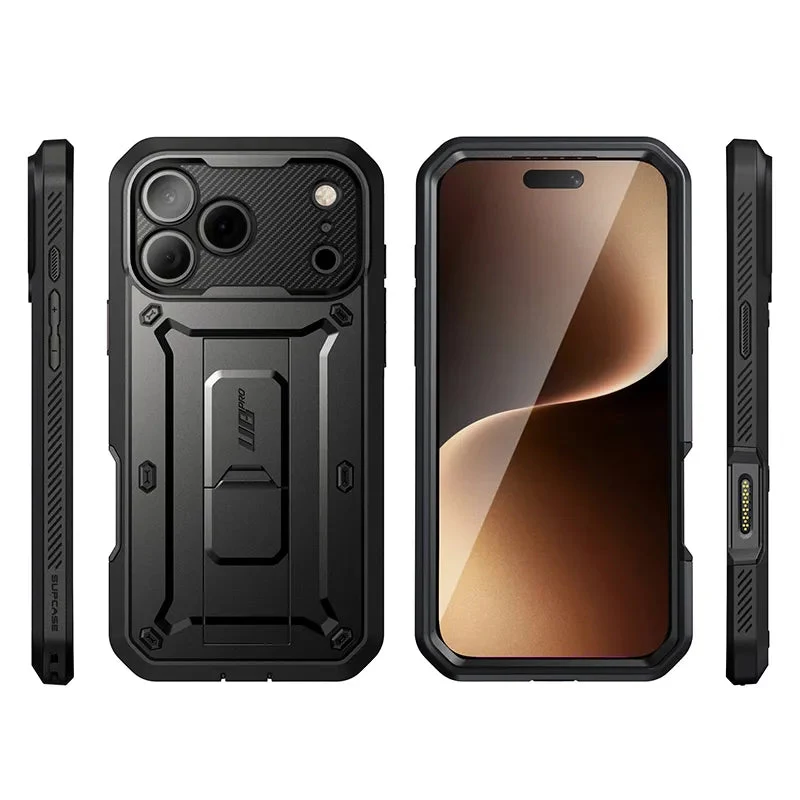 „Supcase Unicorn Beetle Pro“ dėklas, skirtas „iPhone 17 Pro“, juodas