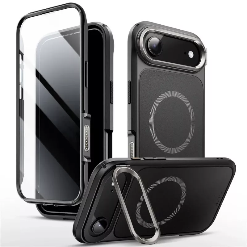 SUPCASE i-Blason Ares Flip MagSafe dėklas su integruota ekrano apsauga, skirtas Apple iPhone Air, juodas
