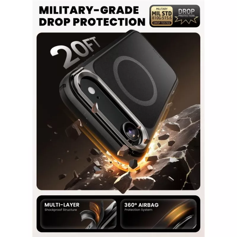 SUPCASE i-Blason Ares Flip MagSafe dėklas su integruota ekrano apsauga, skirtas Apple iPhone Air, juodas