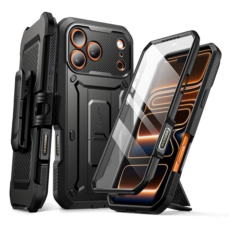 „Supcase“ „Unicorn Beetle Pro“ dėklas „iPhone 17 Pro Max“ telefonui, juodas