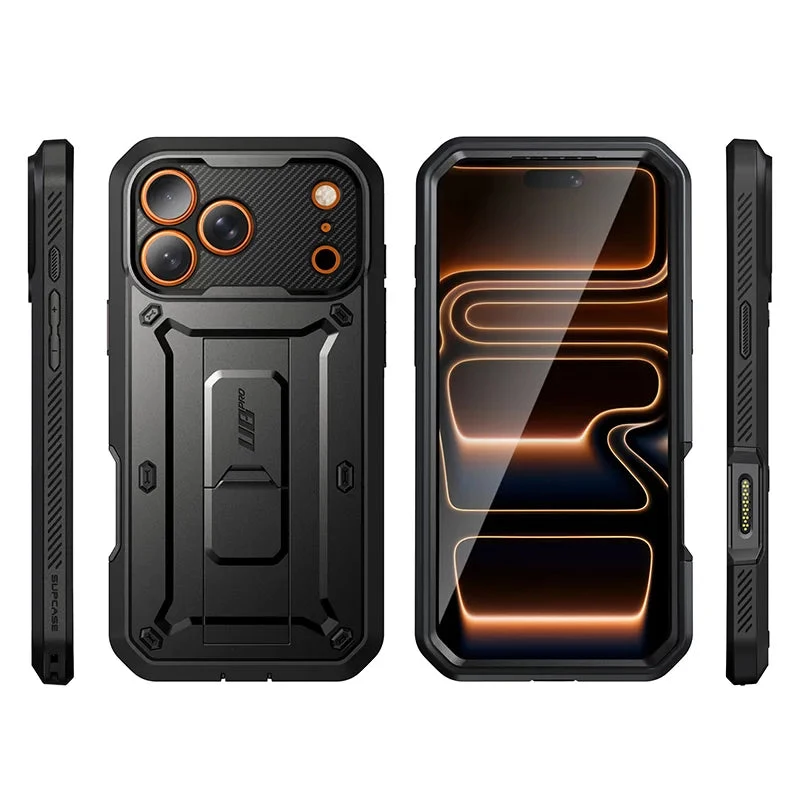 „Supcase“ „Unicorn Beetle Pro“ dėklas „iPhone 17 Pro Max“ telefonui, juodas