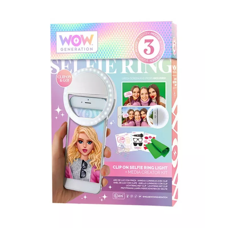 KIDS LED žiedinė šviesa telefonui asmenukėms ir vlogams su priedų rinkiniu, žalias fonas 1,5x1 m „Wow Generation“ / Wow00024