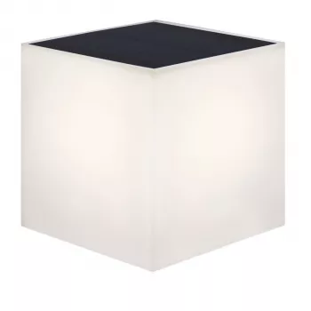 NewGarden WALLY 18x18x18 sieninis vazonas su saulės energija ir integruotu LED šviestuvu, šilta balta 3000K, 1 liumenas, matinė balta