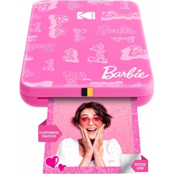 KODAK Step Slim Barbie Momentinė nuotraukų spausdintuvė - Bluetooth 5.0, ZINK Zero Ink technologija, 2x3 colių nuotraukos, Barbie rožinė
