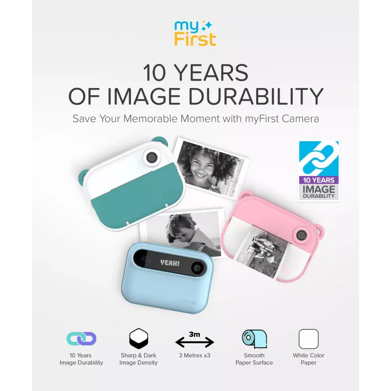 myFirst Camera Insta Wi Thermal Sticker Paper Refills - 3 Rolls (Pink, Blue, Yellow) - 9m Total
