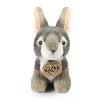 Rappa Eco-Friendly Realistic Plush Rabbit Toy Grey Sitting 16 cm
