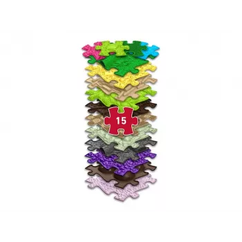 MUFFIK Ortopedinis Sensorinis Kilimėlių Rinkinys 15-in-1 Interlocking Puzzle Tiles, 15 dalių, įvairiaspalvis