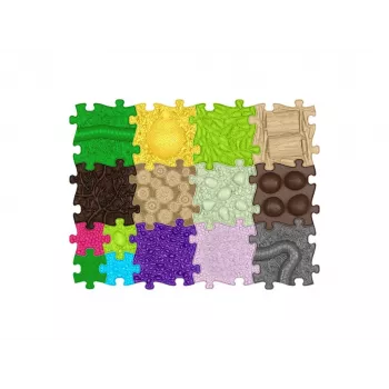 MUFFIK Ortopedinis Sensorinis Kilimėlių Rinkinys 15-in-1 Interlocking Puzzle Tiles, 15 dalių, įvairiaspalvis