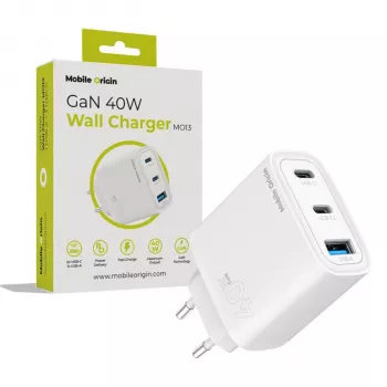 Mobile Origin 40W GaN Charger MO13 White 1x USB-A + 2x USB-C