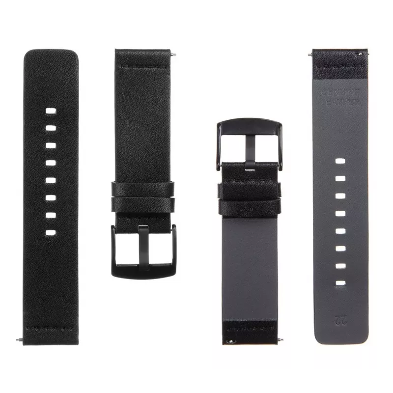 Tactical Leather Band 22mm juodas odinis laikrodžio dirželis