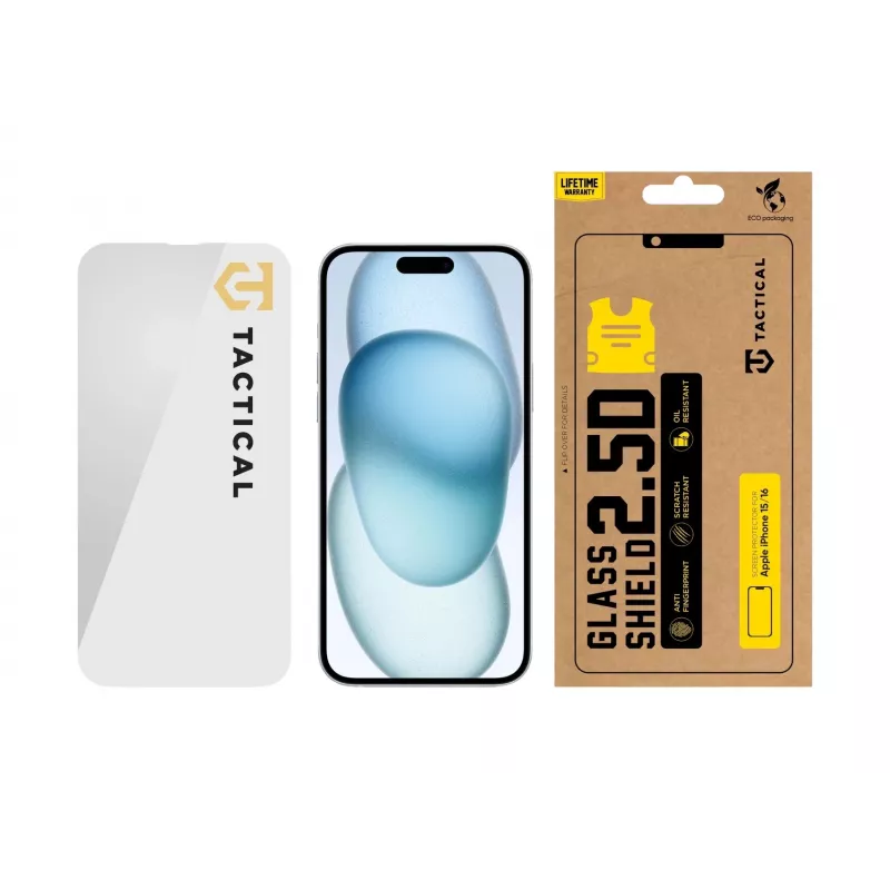 Tactical Glass Shield 2.5D, skirta iPhone 15/16, permatoma