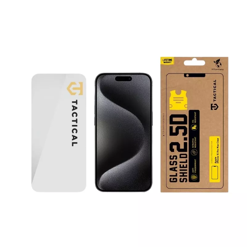 Tactical Glass Shield 2.5D iPhone 15 Pro Skaidrus