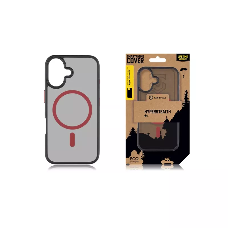 Tactical nugarėlė MagForce Hyperstealth 2.0, skirta iPhone 16, juoda/raudona